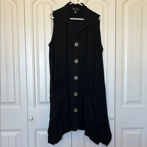 Jones New York Black Asymmetrical Button-Down Dress